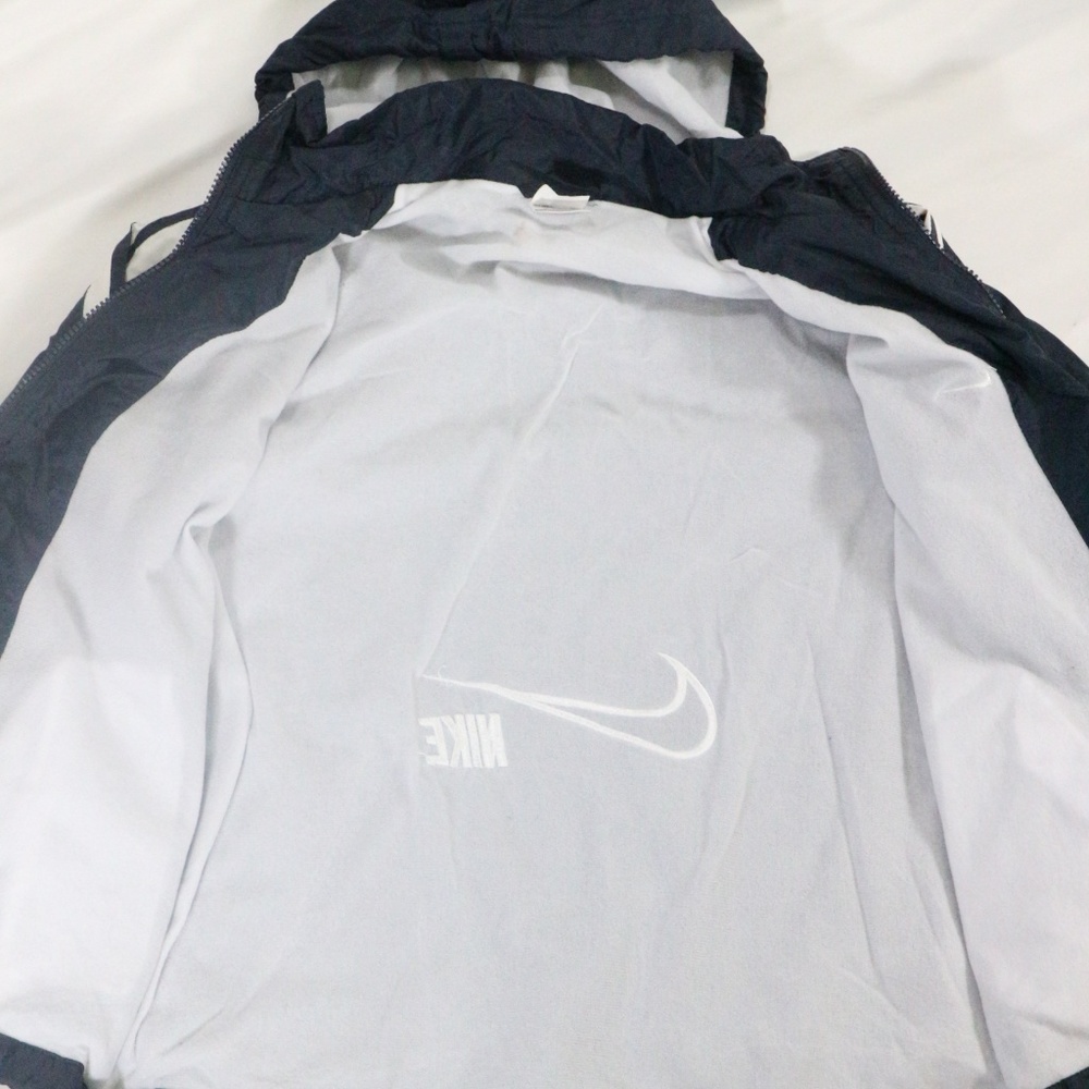 VTG NIKE Navy 'Big Swoosh' Removable Hood Jacket - Picture 6 of 8